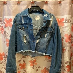 Distressed jean jacket